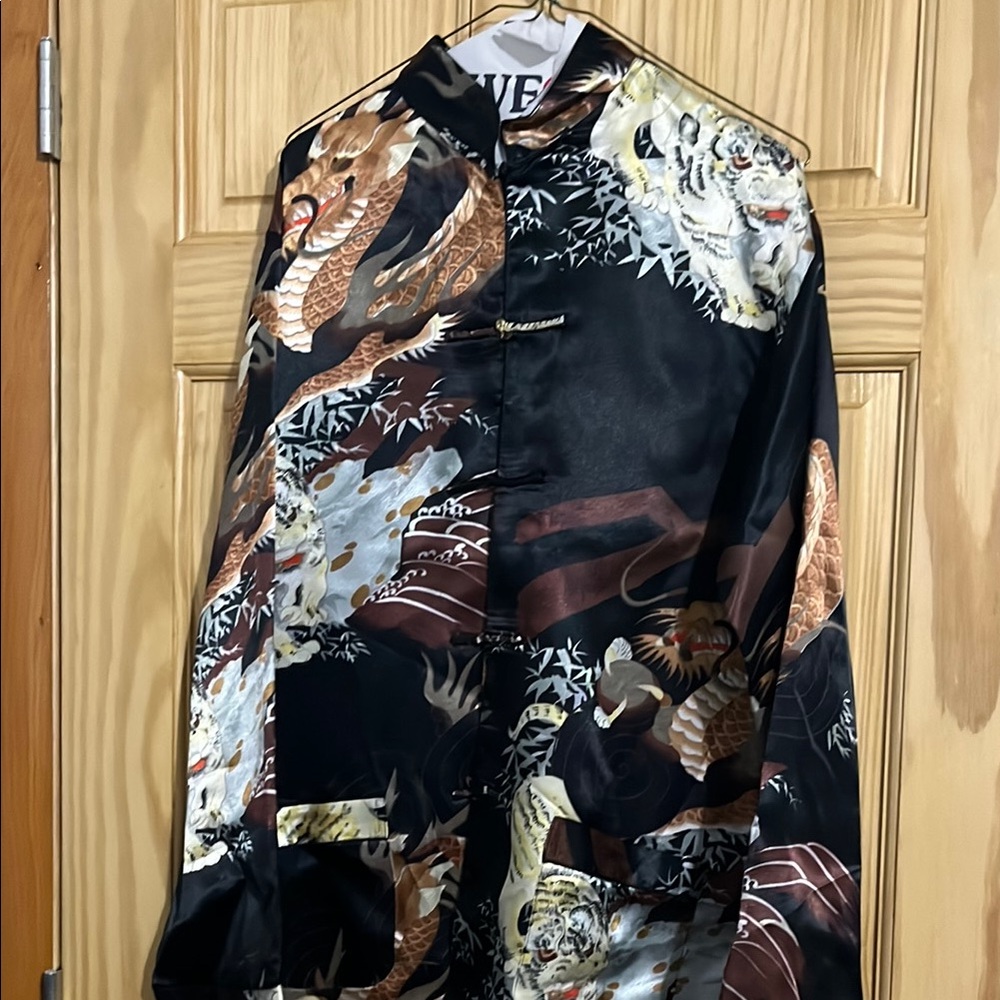 Vintage Dragon and Tiger Satin Jacket with pants